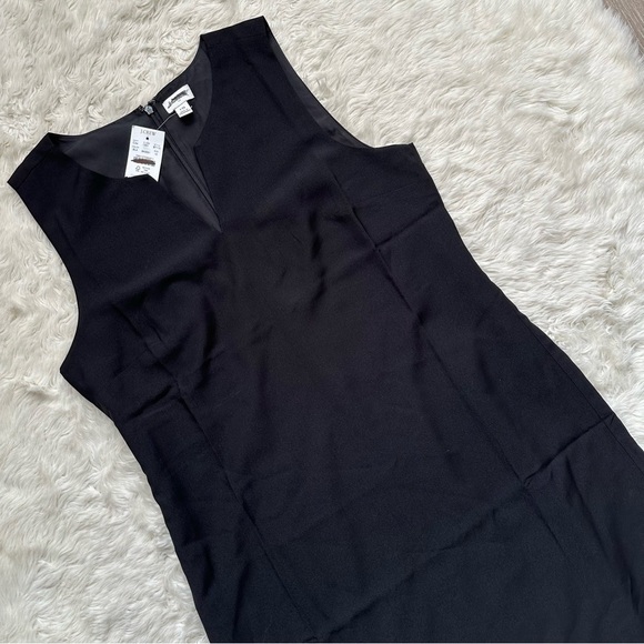 J. Crew Factory Dress Split-neck Suiting Above The Knee Black 10 NWT New - Picture 2 of 11